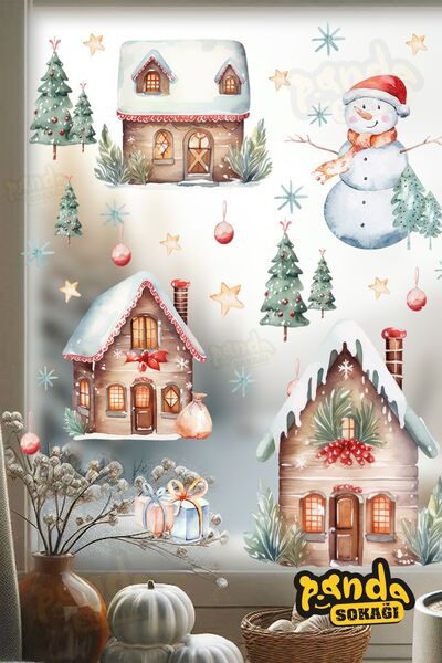 PANDA SOKAĞI New Year's Snowy City، مجموعة ملصقات غرفة الأطفال الجديدة من الج...