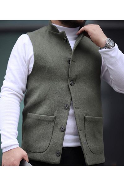 FMB Ticaret Italian Style Stamped Prevailing Collar Slim Fit Premium Vest
