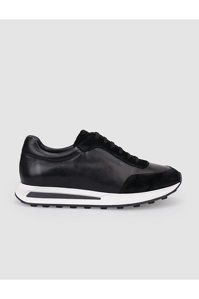 Cabani 100% Genuine Leather Black Lace-Up Men's Sports Shoes