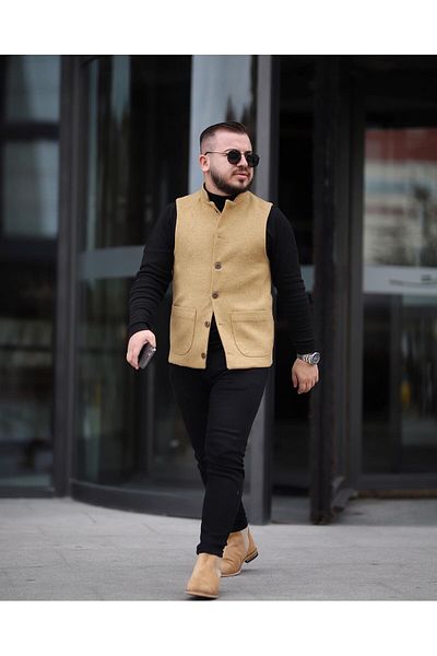 FMB Ticaret Italian Style Stamped Prevailing Collar Slim Fit Premium Vest