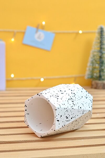 Bi' Dolu Dükkan White Double Office Set | Geometric Pen Holder Notepad Holder | Desktop Organizer