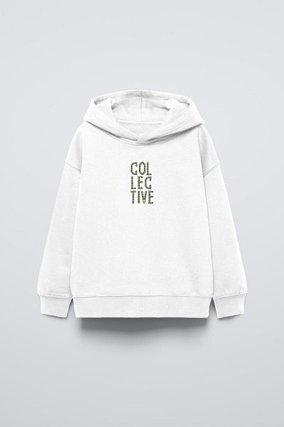 The Champ Clothing Hanorac supradimensionat pentru copii, cu glugă albă, cu scris pe spate, Fly Kn It