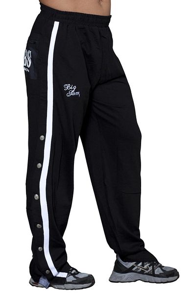 Big Sam Black Trousers with White Stripes and Slits 822