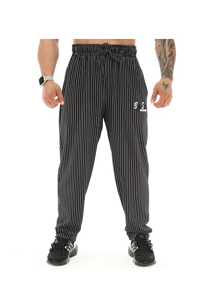 Big Sam Men's Black and White Striped Baggy Cut Sweatpants 1193