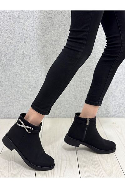 ayakkabiyolla Κοντές μπότες με λεπτομέρεια Black Cross Pearl