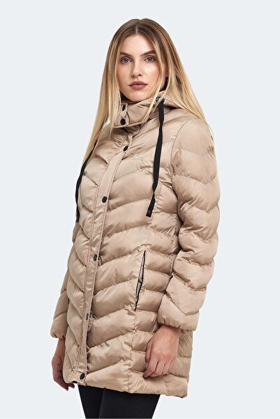 Slazenger Long Hooded and Zippered Mink Women's Coat - Winter