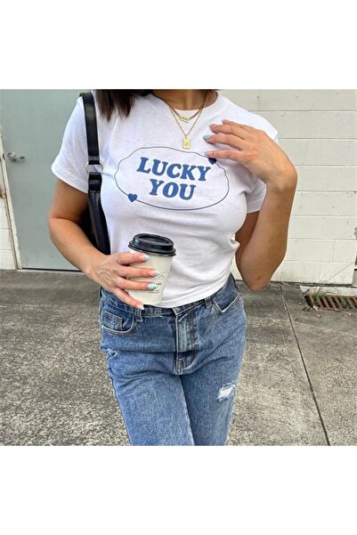 Violon Ženska majica sa štampom "Lucky You" u beloj boji