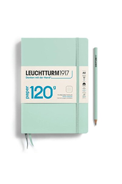 Leuchtturm1917 Leuchttrum 1917 Superior Paper Edition 120 g/m² Sert Kapak, A5, Noktalı Mint Green 370344