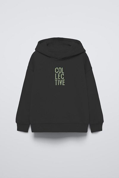The Champ Clothing Черен колективен детски суитшърт с качулка и надпис на гърба Fly Kn It