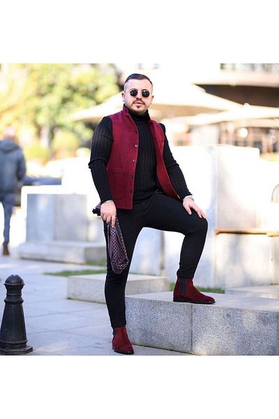 FMB Ticaret Italian Style Stamped Prevailing Collar Slim Fit Premium Vest