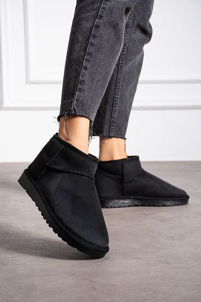 Victoria Shoes Women's Mini Boots - Kids Black Suede Ankle Boots with Feather Inside