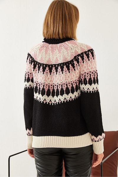 Bianco Lucci Pulover de damă din tricotaje raglan jacquard 20246206