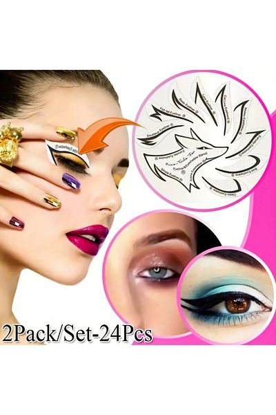 Beauty Box Fox Eyeshadow 24-Piece Stencil Set Texture-Free Easy and Flawless Makeup Stencil