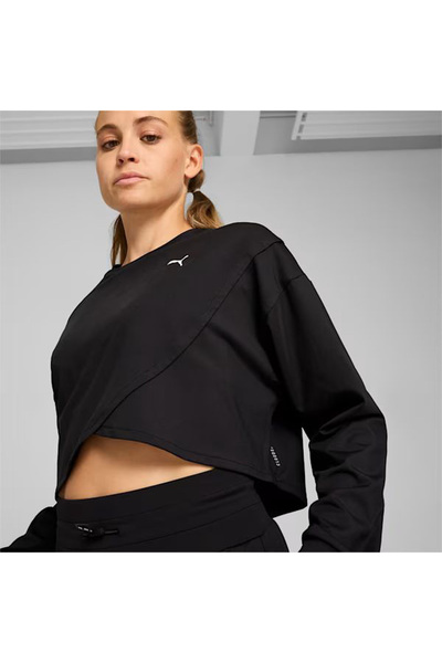 Puma Cloudspun Crossover Crew Дамска черна суитшърт за бягане Дамска СУИТШЪРТ ЗА БЯГАНЕ 52587901