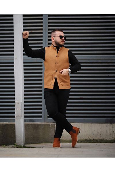 FMB Ticaret Italian Style Stamped Prevailing Collar Slim Fit Premium Vest