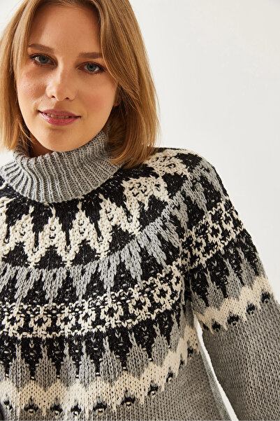 Bianco Lucci Women's Jacquard Raglan Knitwear Sweater 20246206