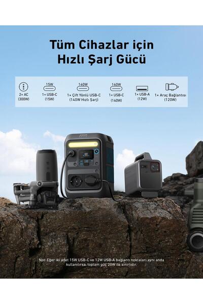 Anker SOLIX C300X AC 288Wh I 300W (600W SurgePad) Taşınabilir Güç Kaynağı