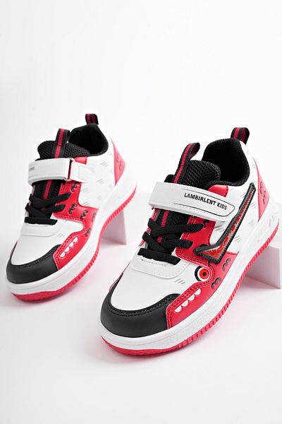 McDark Children's White Red Velcro School and Casual Shoes