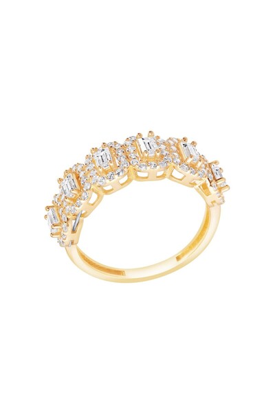 Diamond Line-Gülaylar 14 Ayar Sarı Altın Baget Yüzük