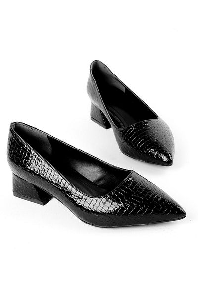 Lal Shoes & Bags Pantofi cu toc cu model crochet pentru femei Babs-R.BLACK