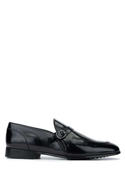 Tamer Tanca Men's Genuine Leather Black Opening Loafer Shoes