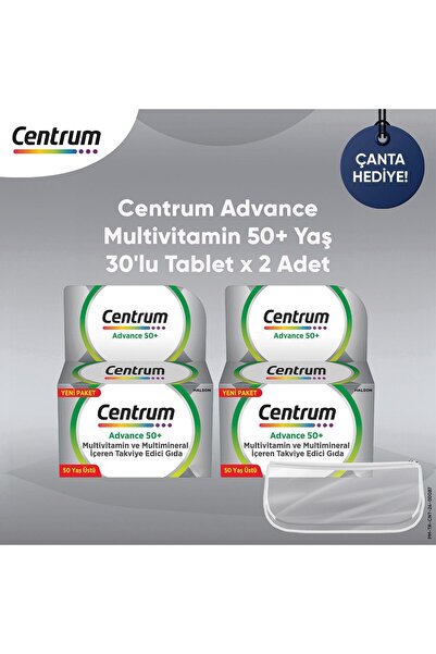 Centrum Advance Multivitamin 50+ Yaş 30'lu Tablet *2 Adet + Hediye Çanta