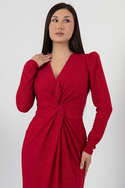 PULLIMM Rochie argintie cu mânecă lungă cu guler dublu GRS3633