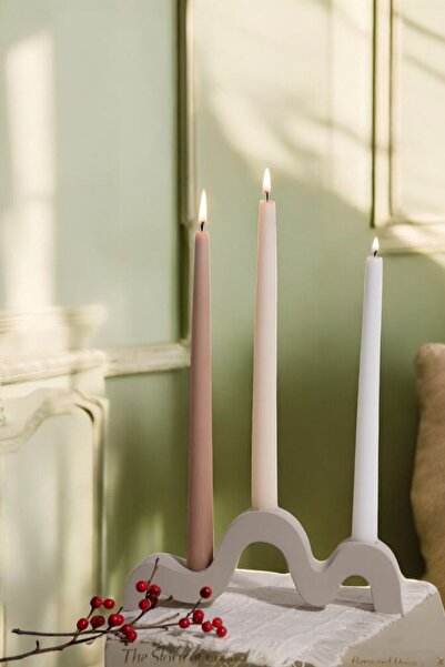 tambana Dekoratif Mumluk Şamdan El Yapımı Açık Gri Model 13