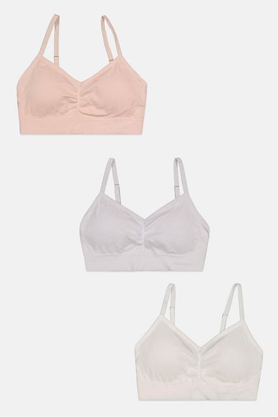 Tahari Women 3 Pack Padded Seamless Ribbed Bra, Pink