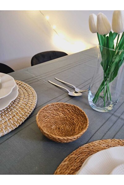 Lider MAGNESİA Leader Magnesia Knitted Straw Basket Round Multi-Purpose Mini Size Basket 13cm