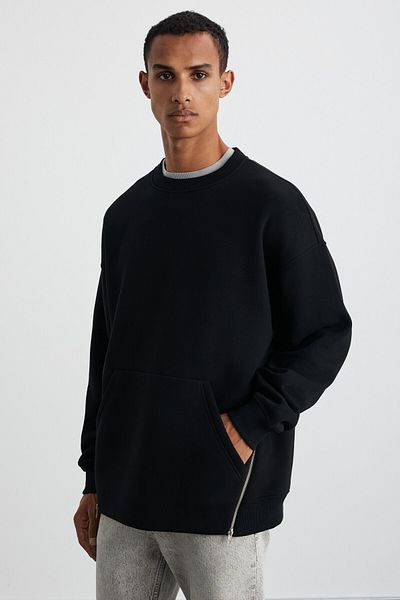 GRIMELANGE Santiagos Men's Cotton-Polyester Black Sweatshirt