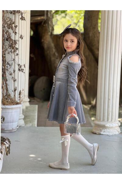 Uğurböceği Παιδικό τζιν φόρεμα 5 τεμαχίων για κορίτσια με φούντες ώμου