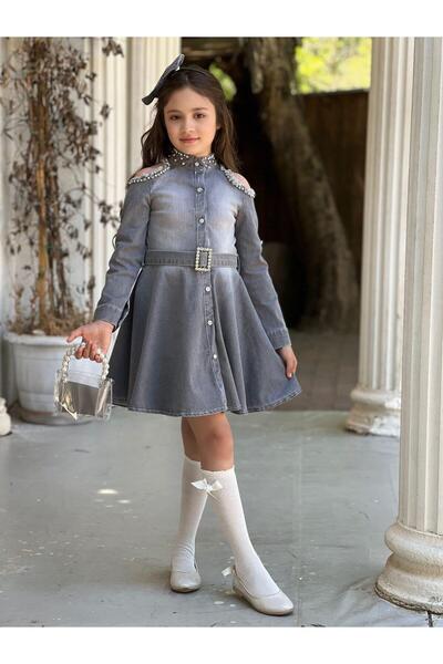 Uğurböceği Παιδικό τζιν φόρεμα 5 τεμαχίων για κορίτσια με φούντες ώμου