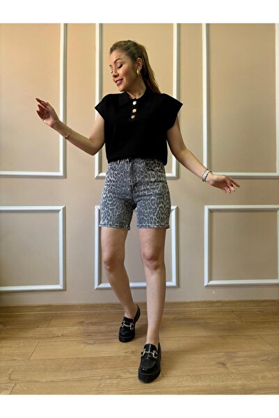 Size Özgü Leopar Jean Şort