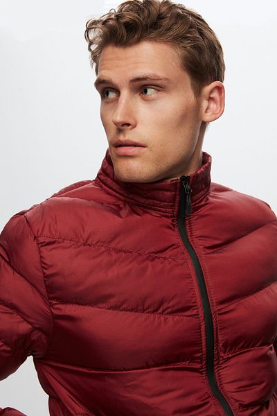 D'S Damat Slim Fit Claret Red αντιανεμικό πουπουλένιο παλτό με επένδυση από ίνες