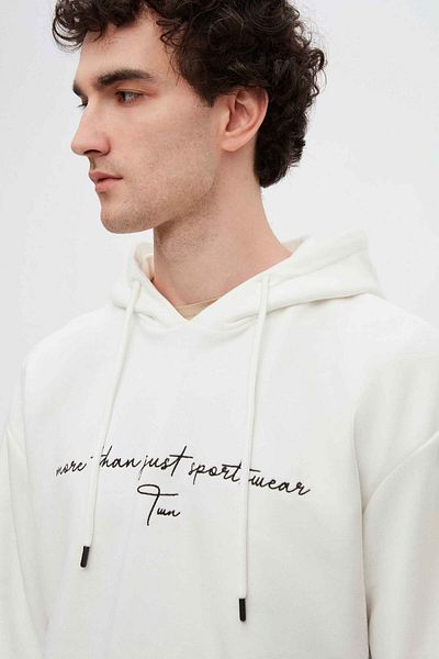 Twn Φούτερ με κουκούλα Relaxed Fit Ecru με 3 κλωστές