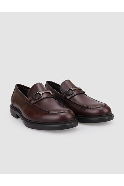 Cabani 100% Genuine Leather Brown Buckle Men's Loafer