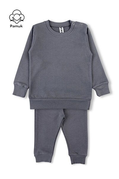 difa kids Baby Girl Boy Unisex Plain Basic Seasonal Anthracite Color Bottom T...
