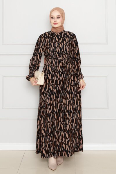 Sevitli Φόρεμα Mink Karin - Με φύλλο μέσης και σταυρωτά βολάν