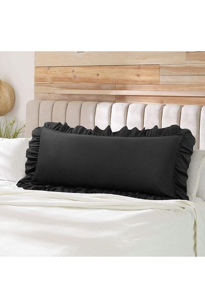 Tinybabyconcept Дълга възглавница за бременни от естествен памук 50x135 см - калъфка с волани