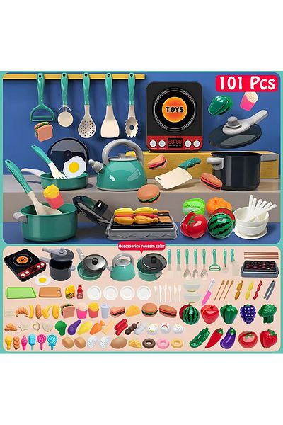 Choice Colorful Kitchen Playset with Cutting Fruit and Vegetable Toys, Cooking Utensils, Pretend Play, E...