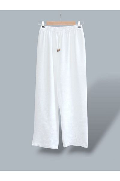 ENDAMIM Pantaloni comozi din in marimi mari - Fără buzunare și talie elastică Mărimea 40-50