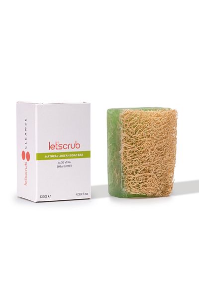 LET'SCRUB Natural Pumpkin Fiber Aloe Vera Soap - Moisture Bomb Enriched with Shea Butter 130 GR