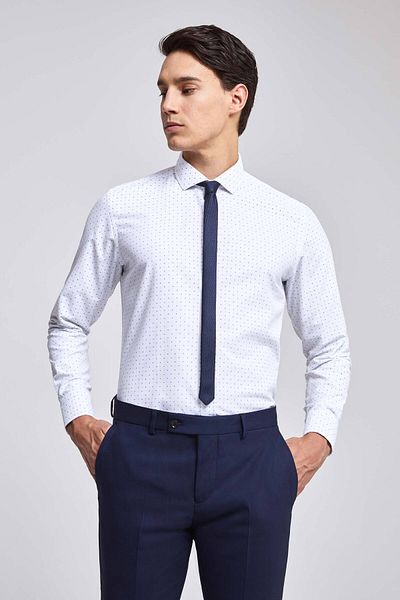 Twn Slim Fit Λευκό εμπριμέ πουκάμισο