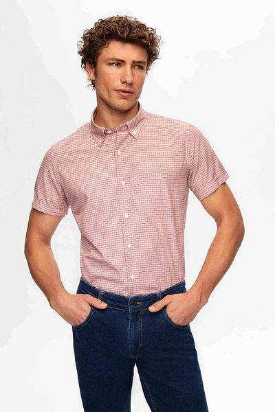 D'S Damat Slim Fit Claret Red καρό πουκάμισο