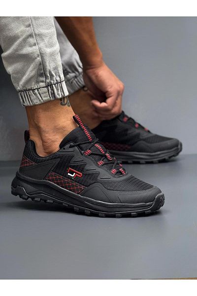 homiro Waterproof Fuspeted Faylon Sole Winter Shoes-Black-Red