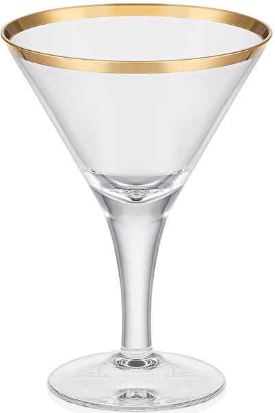 Decorium Dalia 24 Ayar Altın Yaldızlı 550 ml 6 Parça Cam Konyak Kadehi 9-0102...