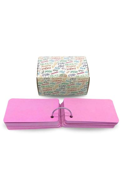 Copyder Pink Note Cards Metal Ring Flash Cards 50 Pieces
