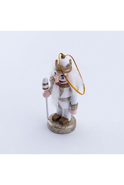 Bimotif Ornament de Crăciun cu Umeraș de Plumb Alb - 10 cm, 4 Bucuri