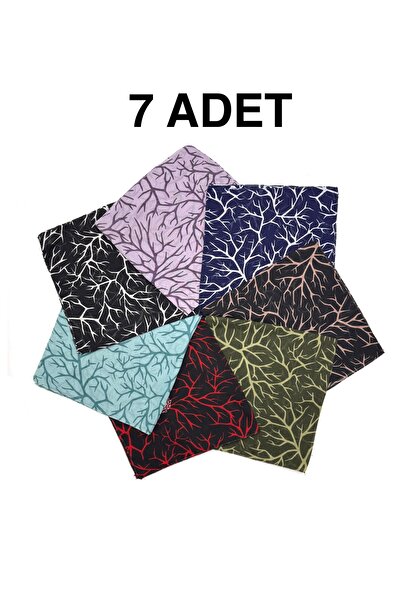 nazipek 7'li Bumbac Mixt Bandana Batista 55x55cm Etichetă Geometrică En-gros